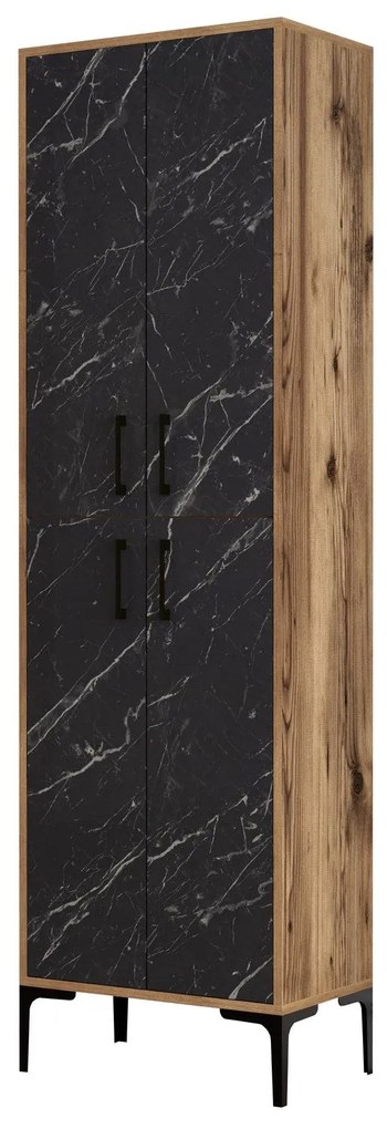 Comodă pentru pantofi Berlin A - Walnut, Black Marble