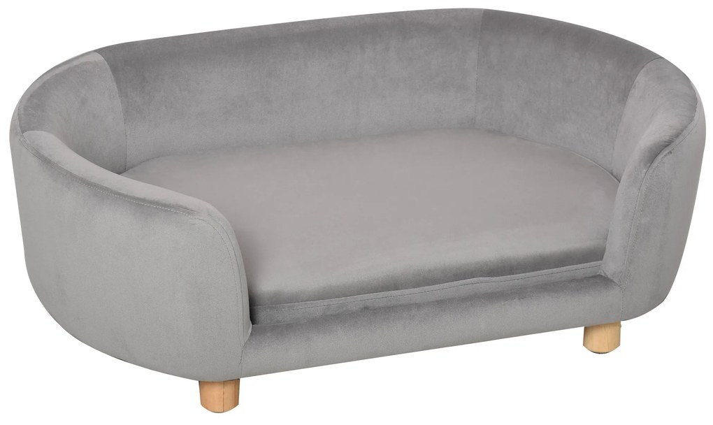 PawHut Cușcă pentru Câini de Interior, Canapea pentru Pisici sau Câini de Talie Mică, 86x55x33 cm, Gri Deschis | Aosom Romania