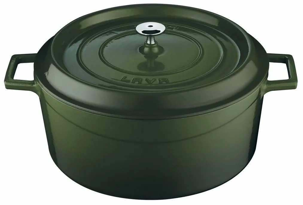 LAVA Metal Oală din fontă, diametru 28 cm, verde,6,7 l