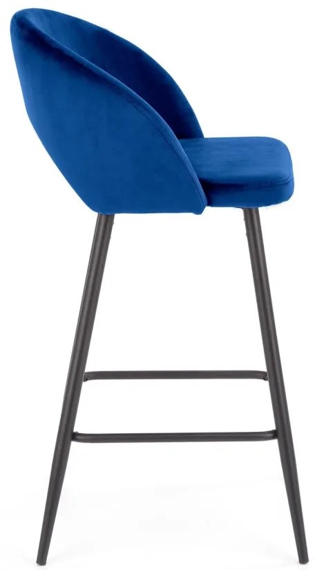 Scaun de bar H96 velvet albastru
