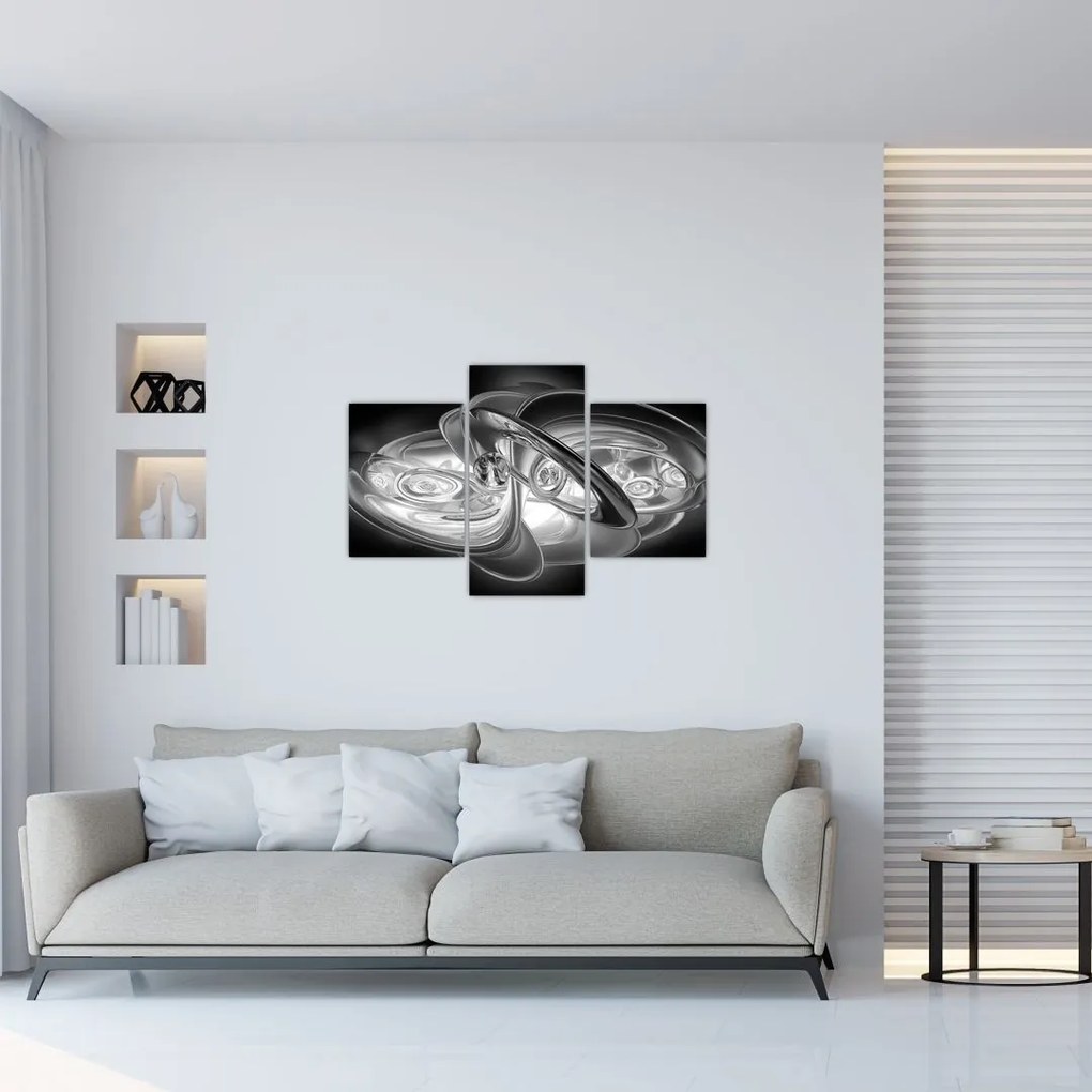Tablou cu abstracțiune modernă în gri (90x60 cm)