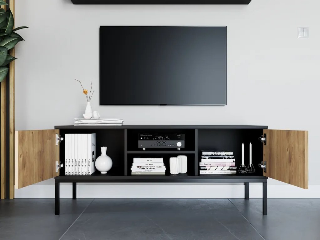 Suport TV LANZZI 120x40 cm, negru/stejar artisan