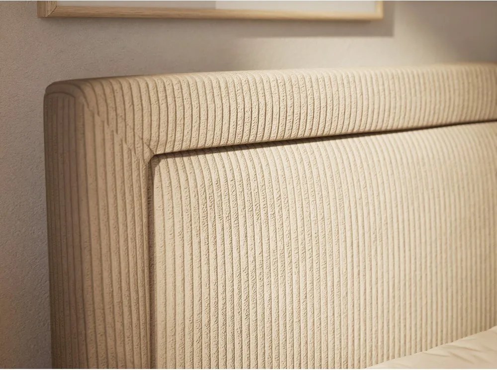 Pat boxspring bej cu spațiu de depozitare 200x200 cm Fresco – Maison de Rêve