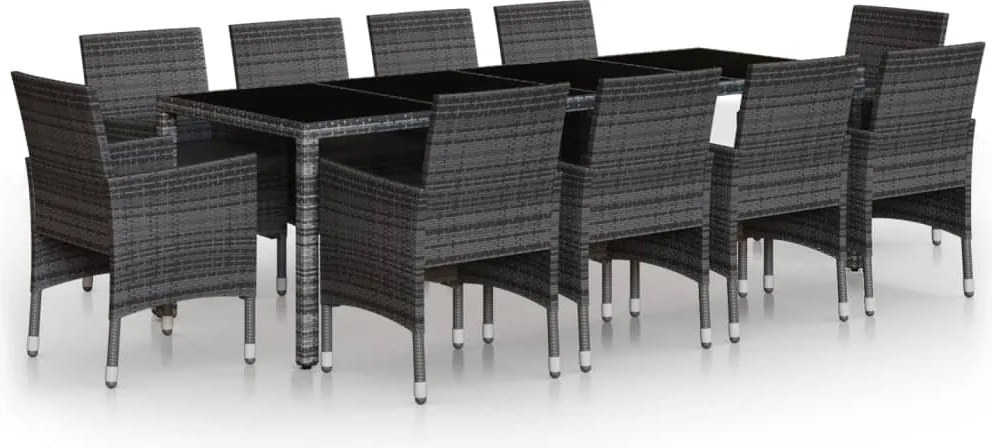 vidaXL Set mobilier de grădină, 11 piese, gri, poliratan