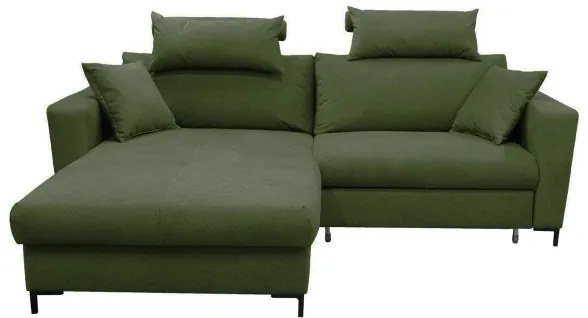 Colțar extensibil HORTA, cu spațiu de depozitare, în formă de L, versiune stânga, verde