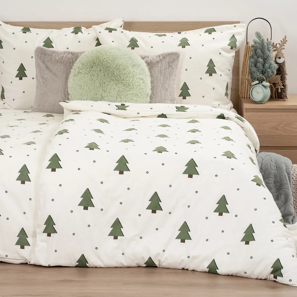 Lenjerie de pat din flanel 4Home Little Trees, 140 x 200 cm, 70 x 90 cm
