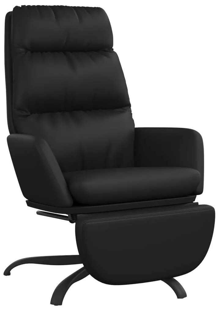3097542 vidaXL Scaun de relaxare cu taburet, negru, piele ecologică