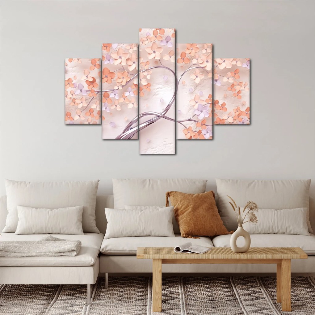 Tablou florilor de pom din coral - abstract (150x105 cm)