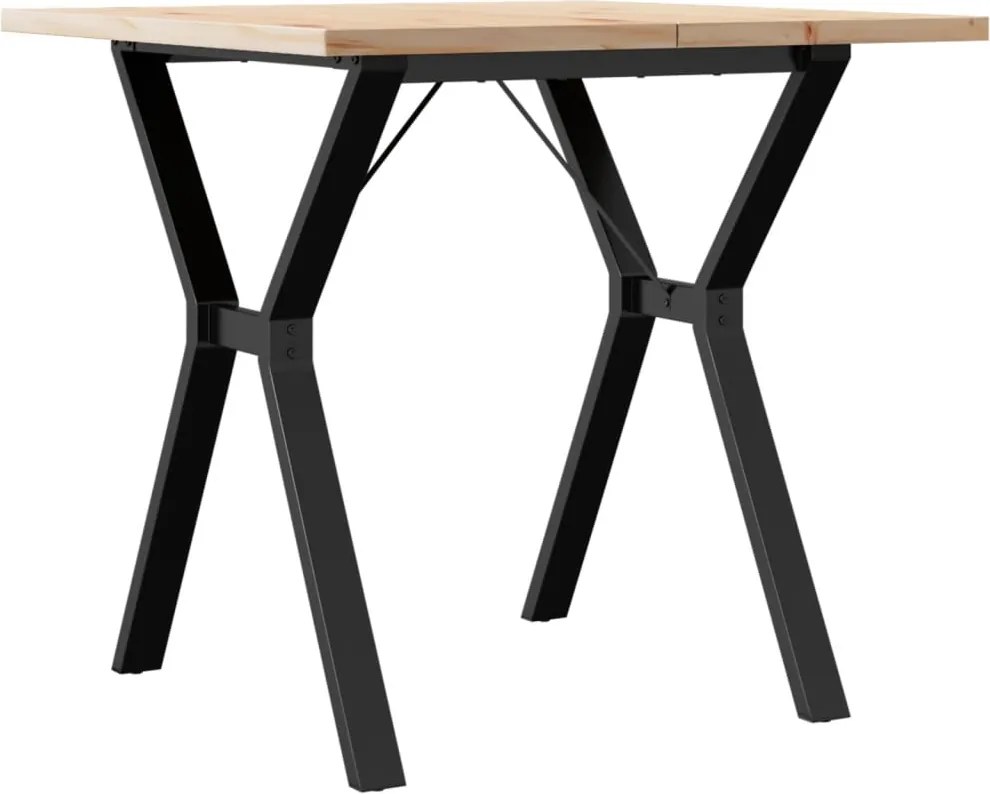 vidaXL Masă bucătărie, cadru Y, 80x80x75,5 cm lemn masiv pin și Oţel