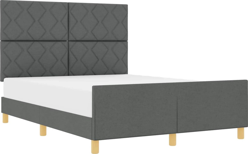 vidaXL Cadru de pat cu headboard Gri închis 160 x 200 cm țesătură