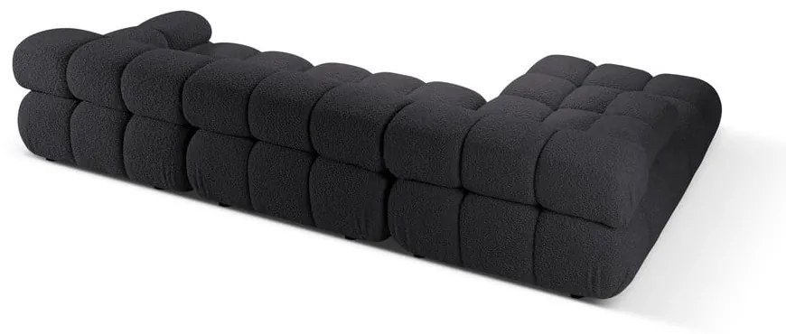 Colțar modular gri antracit cu tapițerie din țesătură bouclé (cu colț pe partea stângă ) Bellis – Micadoni Home