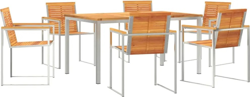 vidaXL Set de masă pentru grădină 7 pcs Maro Lemn Solid de Acacia