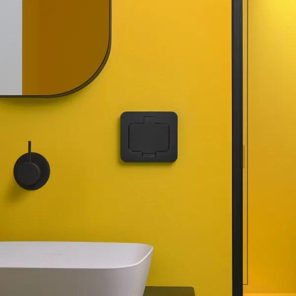 Priză încastrabilă de podea de exterior Solight 5B322B IP55 negru dreptunghiular