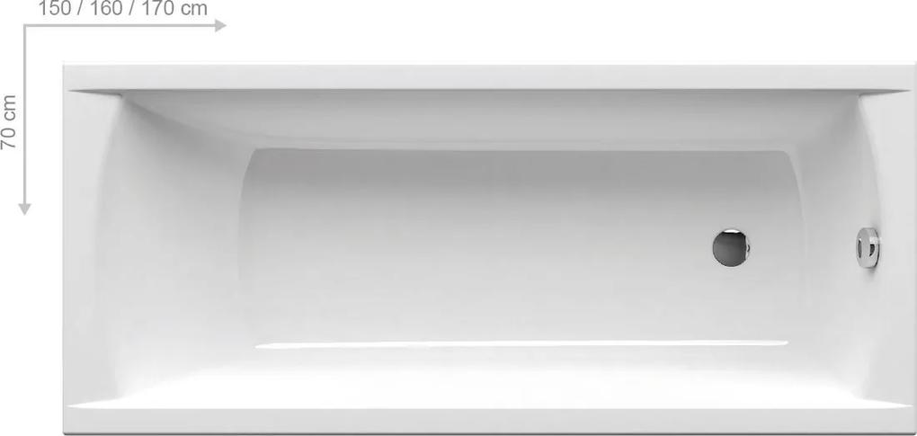 Cada baie rectangulara Ravak Concept Classic 170x70cm, acril