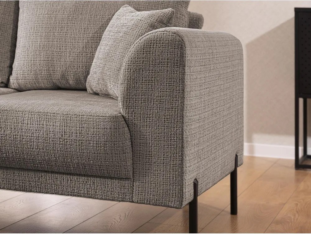 Colțar taupe cu tapițerie din chenille (cu colț pe partea stângă/în formă de ”L”) Mauris – Ropez