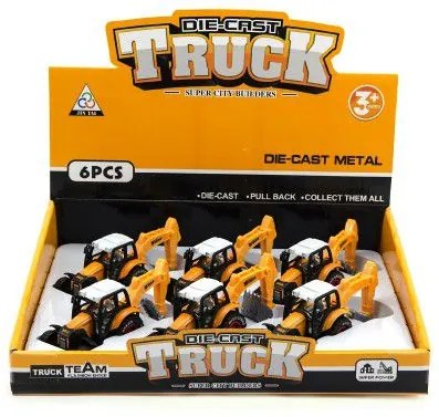 Tractor cu excavator constructie metal/plastic 15cm