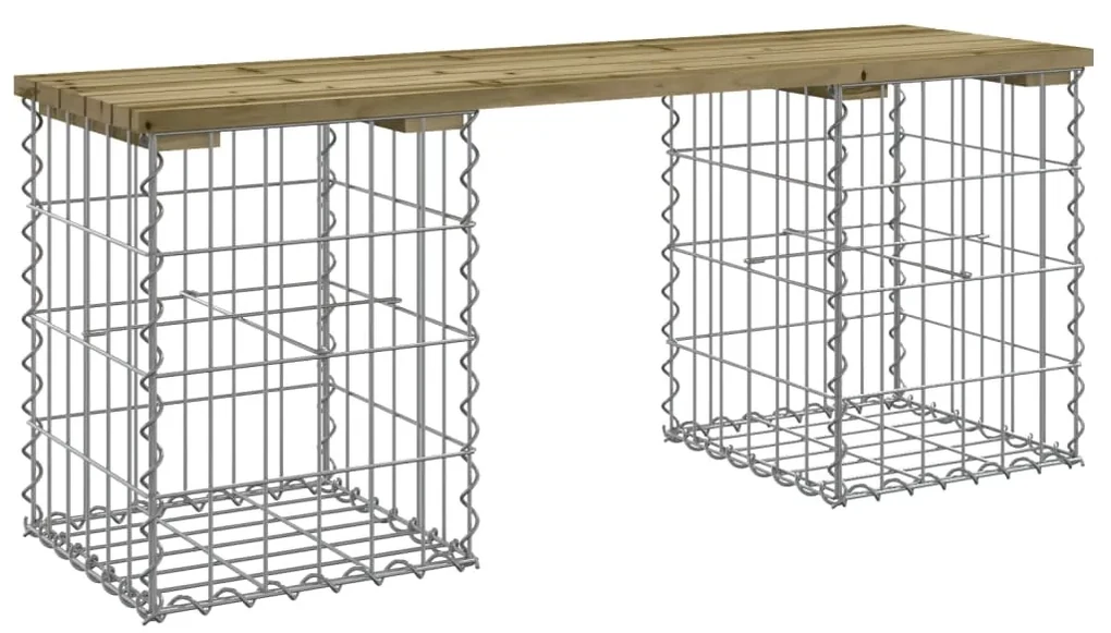 834331 vidaXL Bancă grădină, design gabion, 103x31x42 cm, lemn pin impregnat