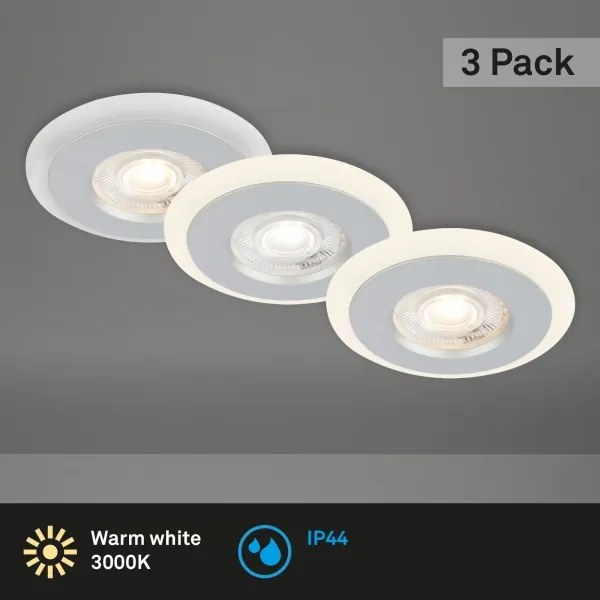Briloner 7039034 - Set 3 spoturi LED încastrate pentru baie, 3 x 5W, 230V, IP44, crom mat
