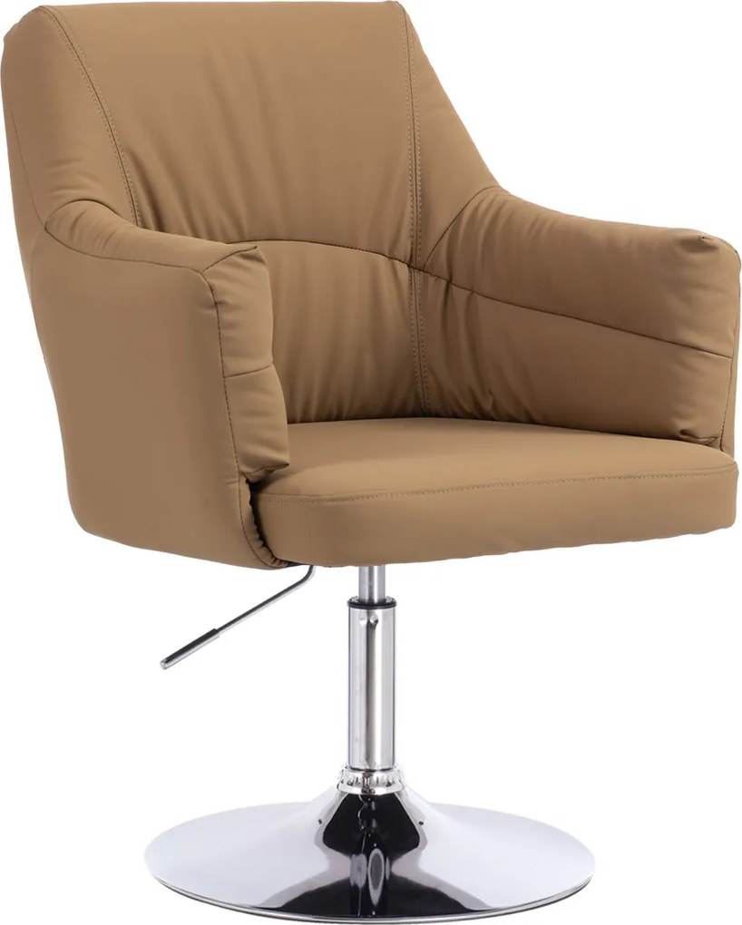 HR840N Scaun Caramel Piele Ecologica Premium Soft cu Bază Cromata