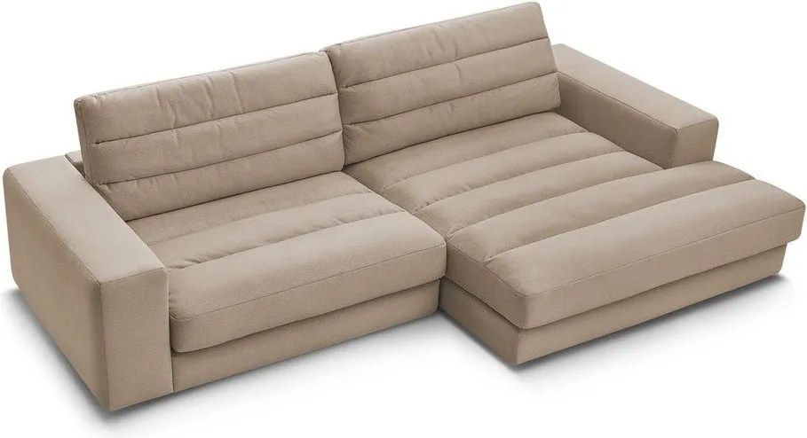 Colțar taupe cu tapițerie din catifea (cu colț pe partea dreaptă/cu șezlong) Sierra – Bobochic Paris