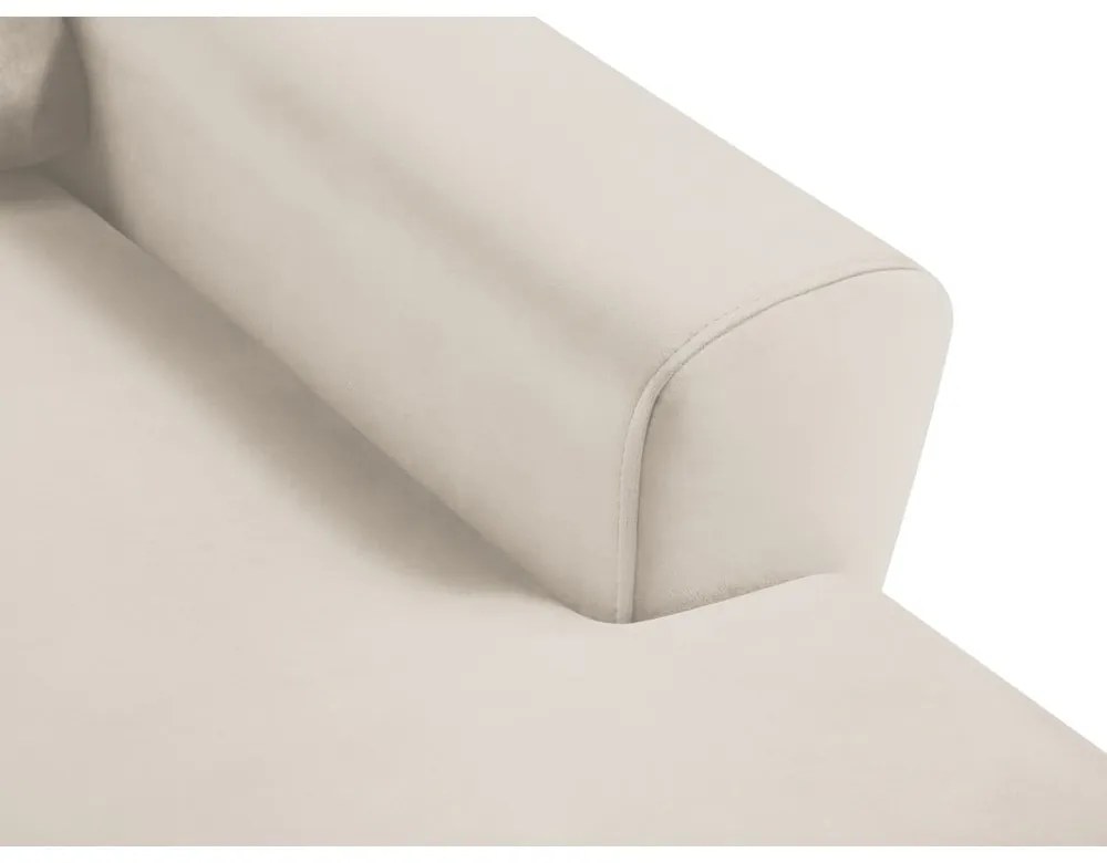 Colțar bej extensibil, cu spațiu de depozitare cu tapițerie din catifea (cu colț pe partea dreaptă, cu șezlong) Kyoto – Cosmopolitan Design