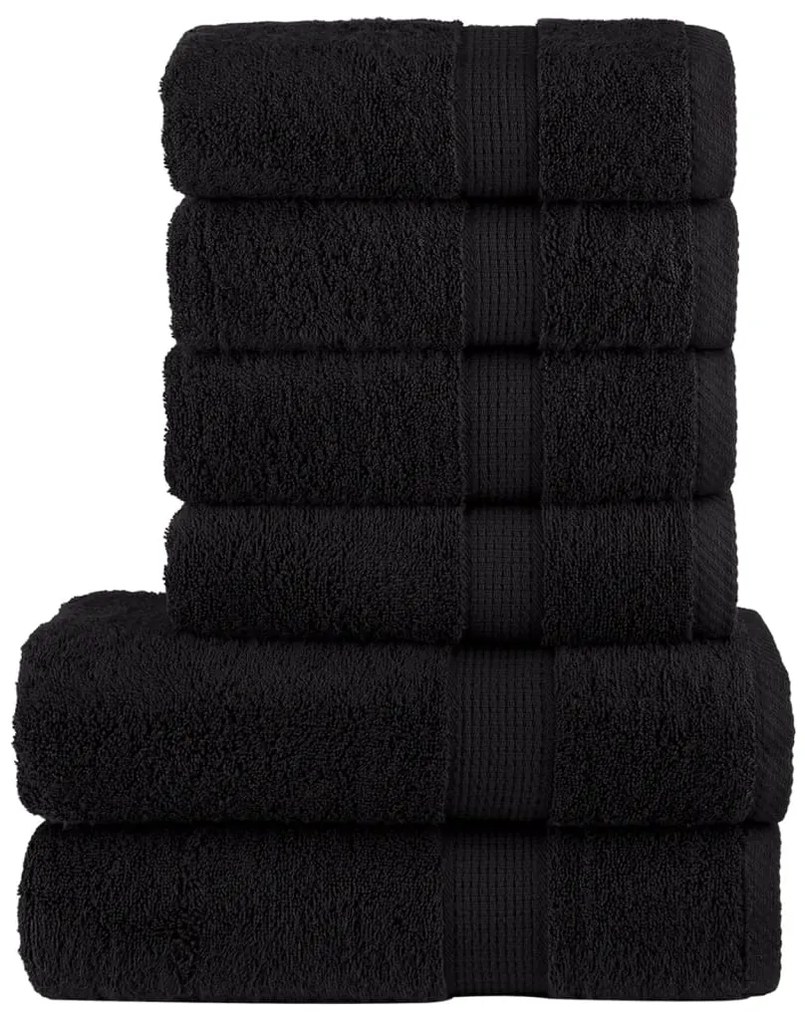 vidaXL Set de prosoape premium SOLUND, 6 piese, negru, 600 g/m²