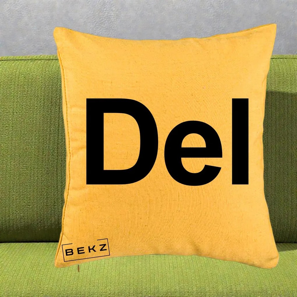Perna Personalizata Tasta Del Tipografie Bold, 40x40 cm, Galben, Husa Detasabila, Perna Inclusa, BEKZ®