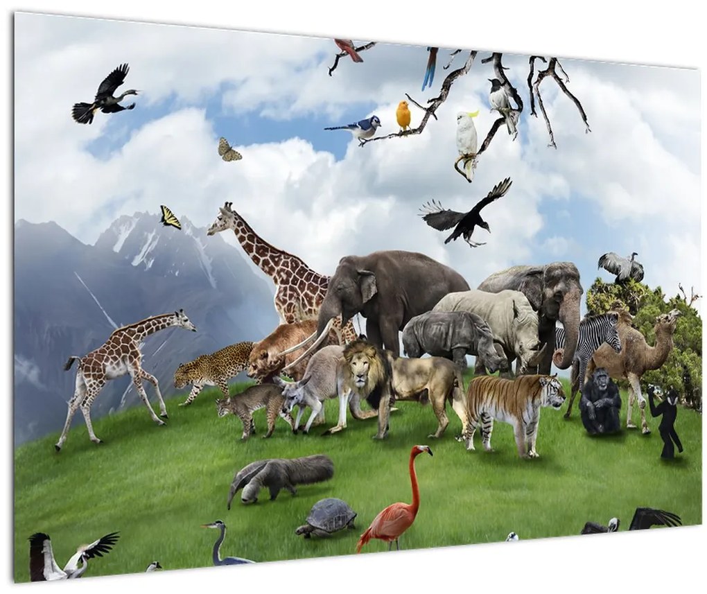 Tablou - Animale pe insulă (90x60 cm)