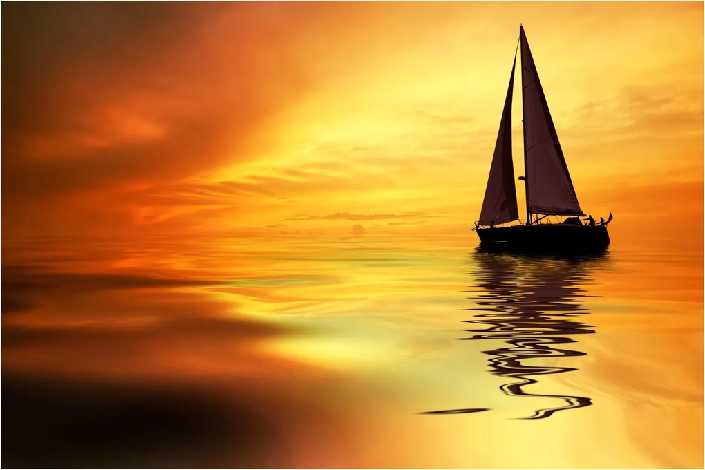 Tablou - Sailboat la apus de soare (90x60 cm)