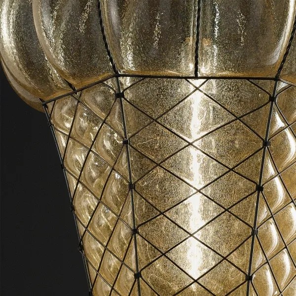 Lustră pe lanț SIRU BABÀ 1xE27/60W/230V d. 30 cm bej/maro sticlă venețiană