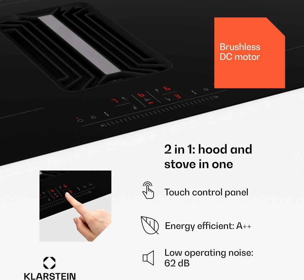 Klarstein Cuptor cu inducție AirJet 90 Down Air System + DownAir-digestor, 754 m³/h, A