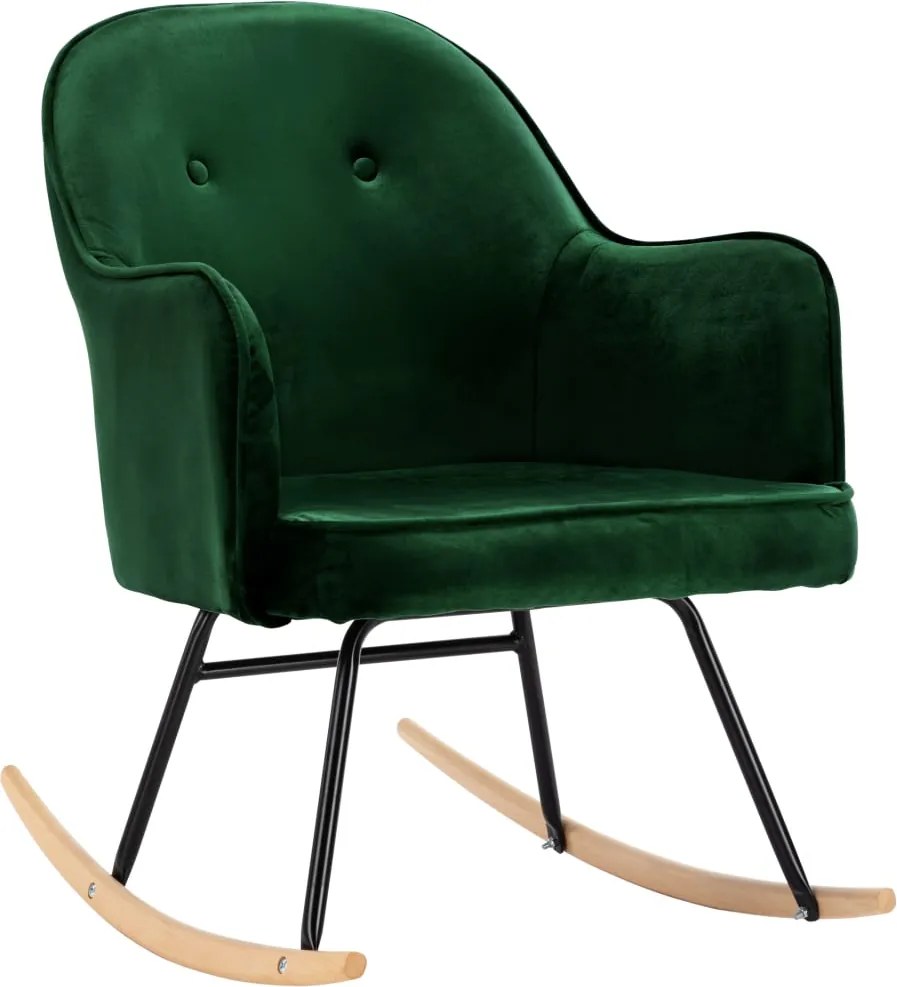 vidaXL Scaun balansoar, verde închis, catifea
