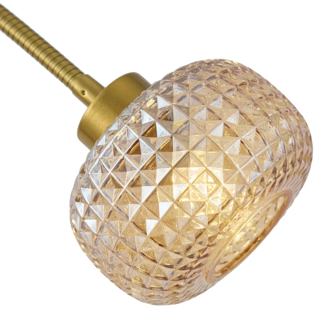 Lampă de podea de design alamă cu sticlă ambră 2 lumini - Brianna