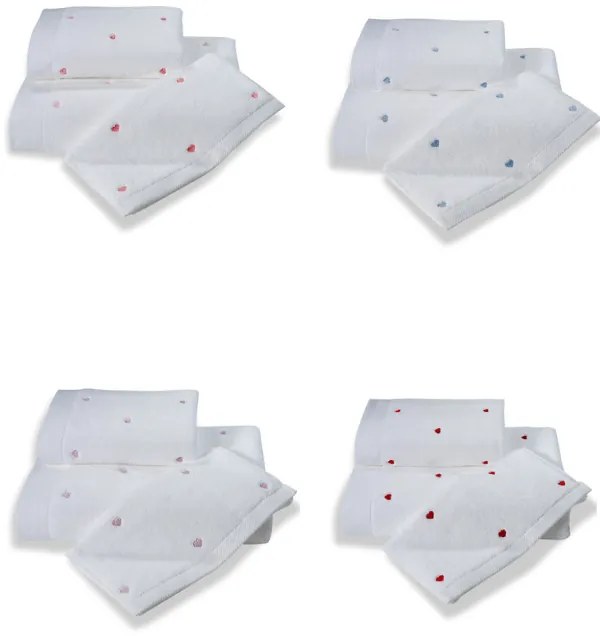 Prosop de corp MICRO LOVE 75x150 cm Alb - inimioare albastru / Blue hearts