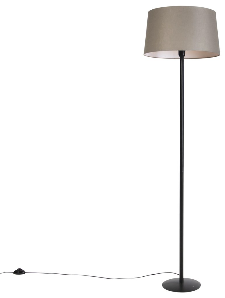 Lampă de podea neagră cu abajur de in taupe 45 cm - Simplo