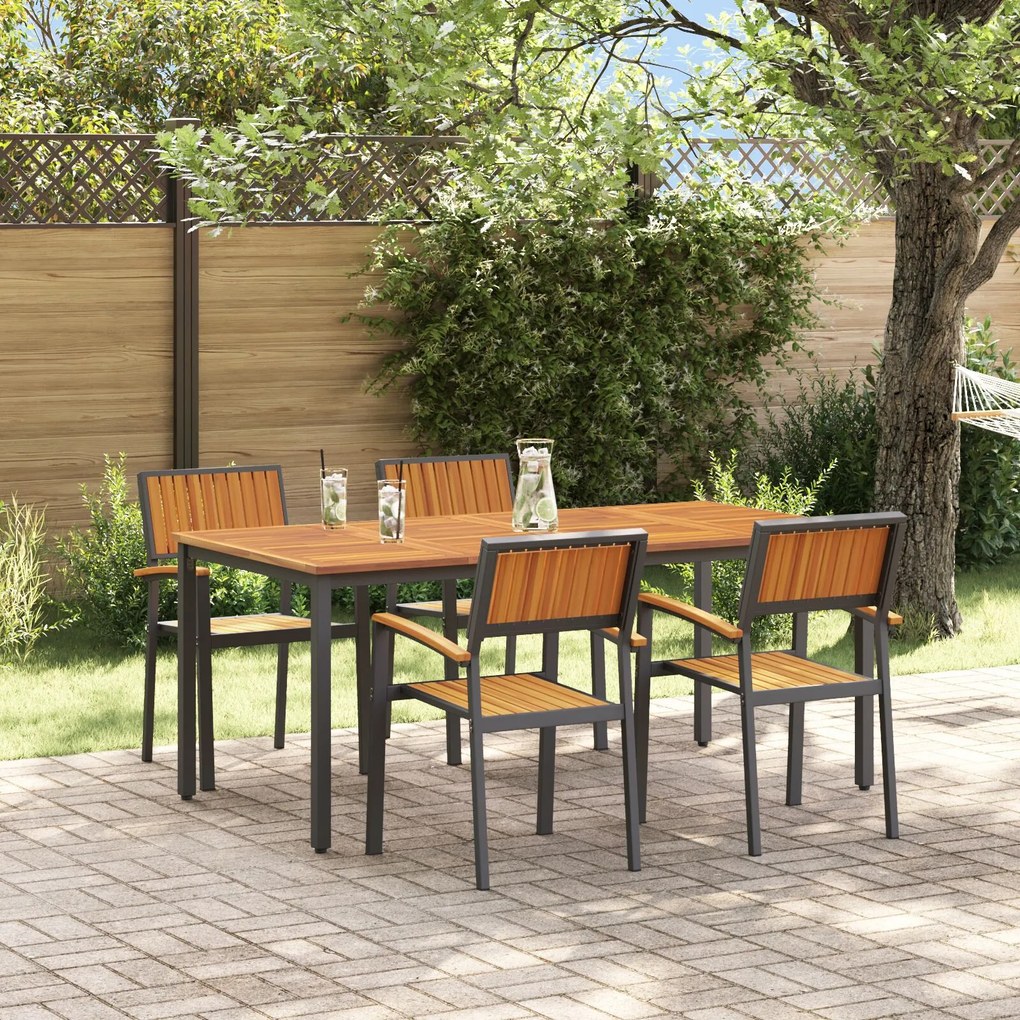 vidaXL Set de dining pentru grădină din 5 piese din lemn solid de acacia și metal