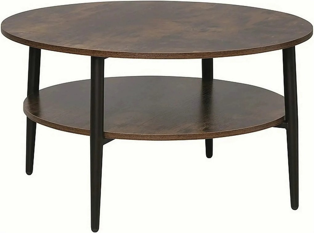 Masuta cafea ELLA A, maro rustic/negru mat, PAL/metal, 80x45 cm