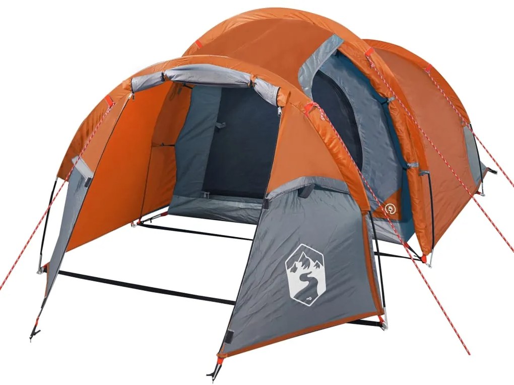 Cort de camping pentru 2 persoane, gri/portocaliu, impermeabil