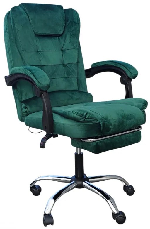 JAKS Scaun de birou reglabil din velur verde BOSS