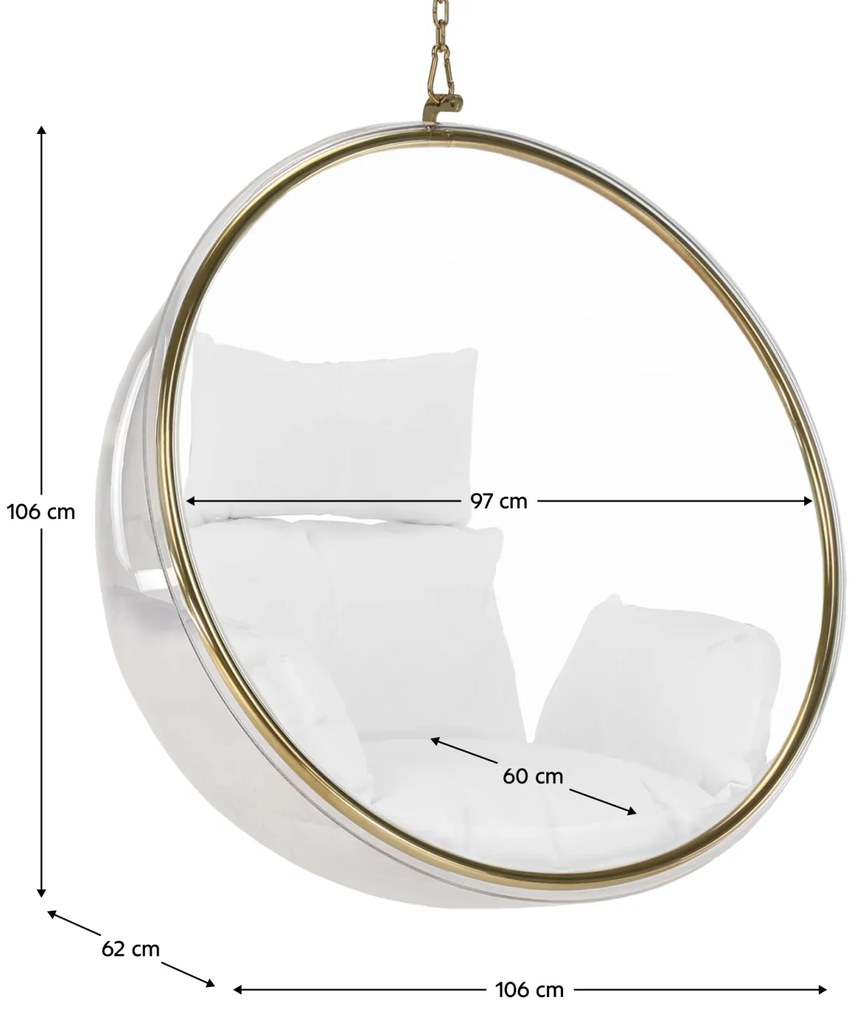 Scaun suspendat, transparent  auriu  alb, BUBBLE NEW TIP 1