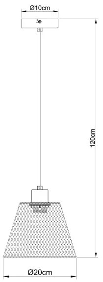 Lustră pe cablu Globo 15646H BAKU 1xE27/40W/230V d. 20 cm