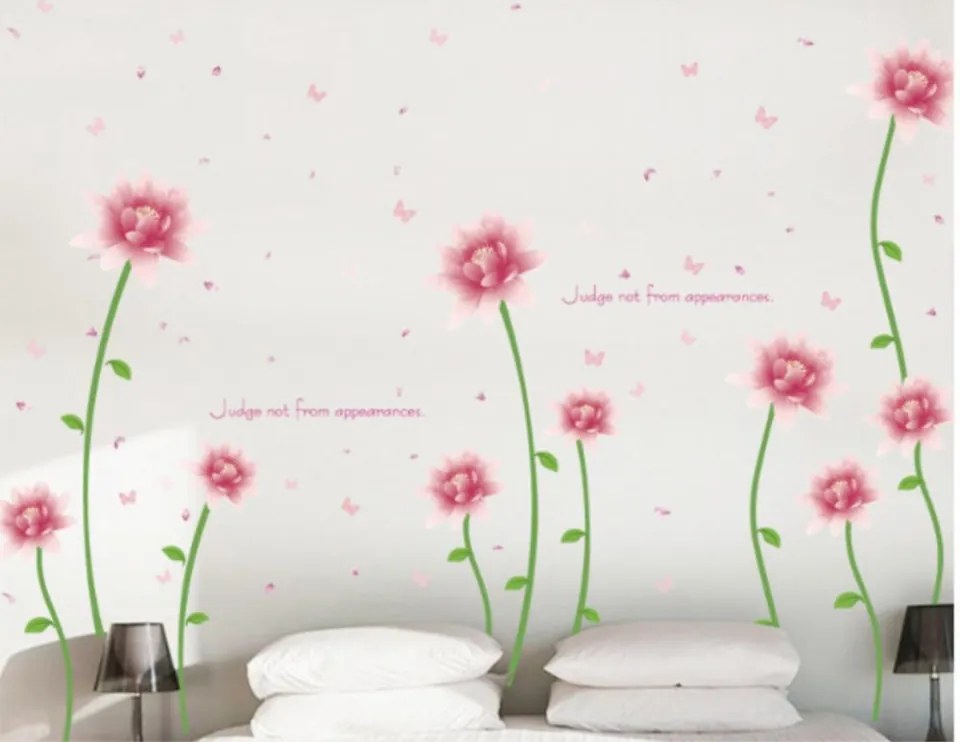 Sticker perete Romantic pink blooming flower 60x90cm