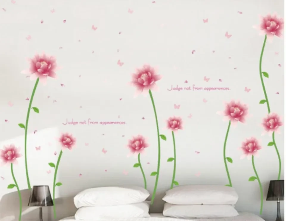 Sticker perete Romantic pink blooming flower 60x90cm