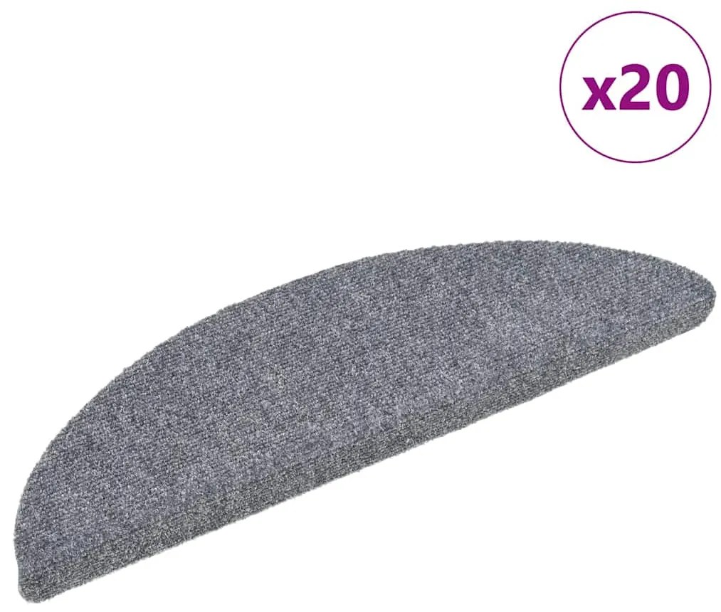 vidaXL Covorașe autoadezive pentru scări, 20 buc., 56x17x3 cm, gri deschis, semirotunde