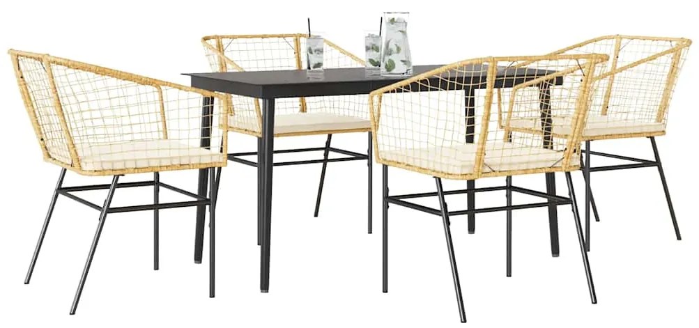 vidaXL Set mobilier de grădină cu perne 5 piese maro sticlă polirattan