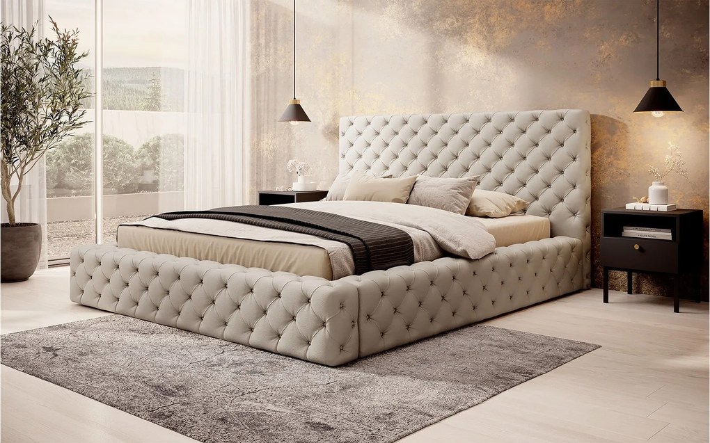 Pat lemn masiv Principe Tapitat Stofa Lada de Depozitare Personalizabil - 180x200, Sola 18
