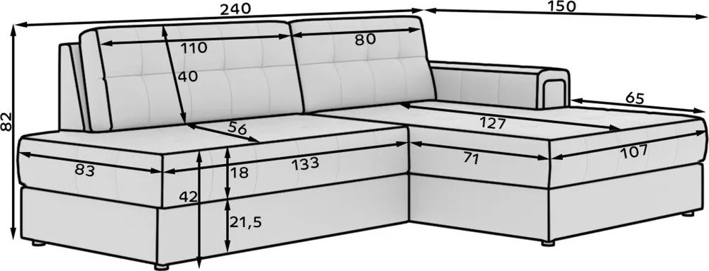 Colțar gri extensibil cu tapițerie din catifea (cu colț pe partea dreaptă/cu șezlong) Blezalt – ELTAP