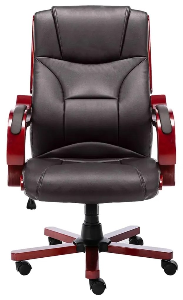 20565 vidaXL Scaun de birou, maro, piele naturală