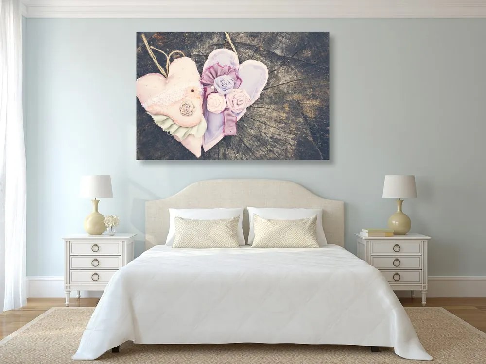 Tablou handmade inimioară pe trunchi