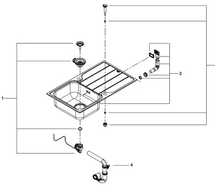 GROHE 31573SD1 - Set chiuvetă de bucătărie K500 cu scurgător și baterie A, 86×50 cm, oțel inoxidabil